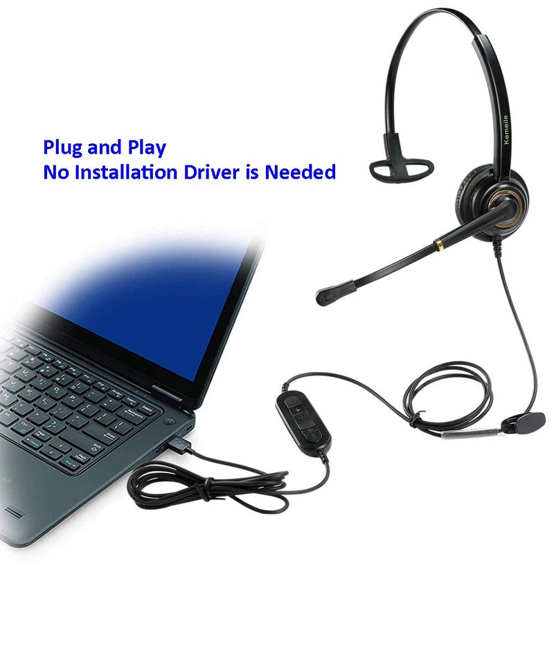 KEMEILE USB Headset with Microphone Noise Cancelling for PC, Computer Laptop Headphone with Mic In-Line Control for Office Softphones Teams Business Skype Zoom Conference Calls Online Course Voice Recognition - Image 2